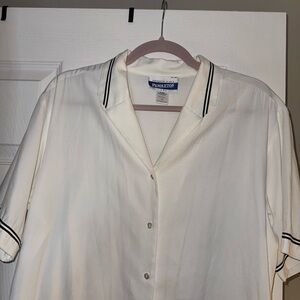 Pendleton Classic White Blouse with black trim Vintage